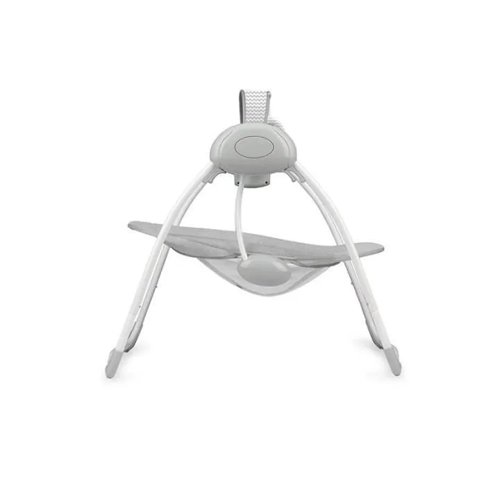 MoMi LISS - Balancelle Bébé Électrique - 5 vitesses de balancement - 8 mélodies - arche à jouets - Gris-1