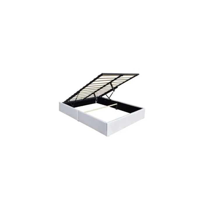Lit Coffre - Manon - 140x190 cm - 12 Lattes - PVC Simili - Montage facile-0