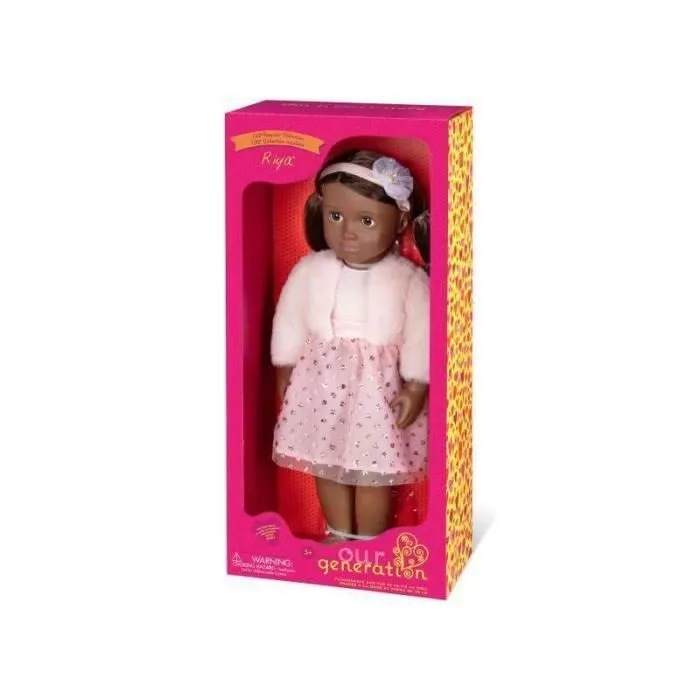 Poupée Our Generation - Riya - 46 cm - Robe rose à motifs - Tenue chic - Accessoires assortis-2