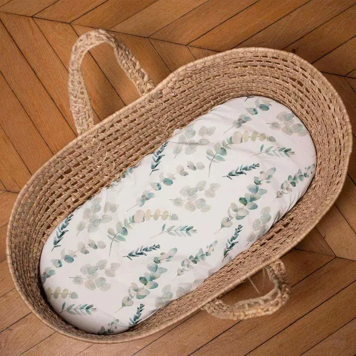 Drap housse couffin ovale - SEVIRA KIDS - Eucalyptus - Coton - Blanc - 30 x 70 cm-2