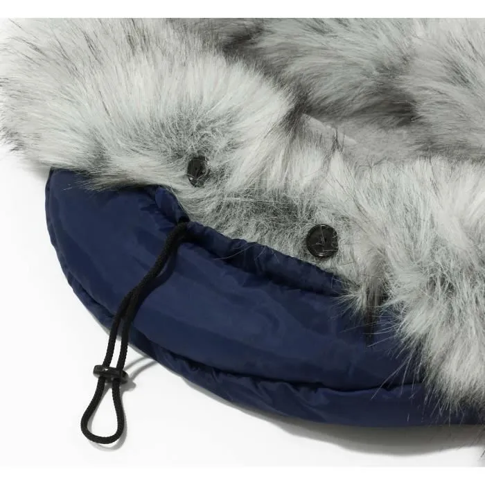 Bellochi Chanceliere Universelle pour Poussette - Capuche Réglable et Col Fourrure Amovible - Bleu-3