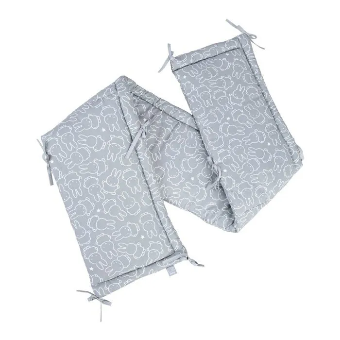 Tour de Lit Bébé - ROBA - Design de Lapin miffy® - Respirant - Gris - Blanc-3