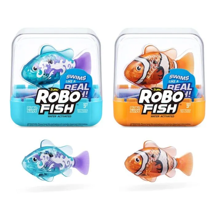 Robo alive - 7199A - Robo Fish - Series 3 - Poisson Nageur robotique (Orange et Bleu Sarcelle)-0
