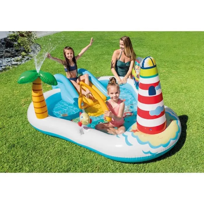 Aire de Jeux Sea Paradise - INTEX - Ovale - PVC - Fontaine-palmier - Toboggan - 182 litres-1