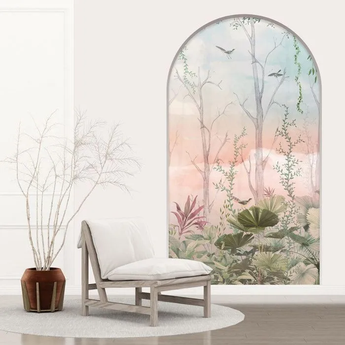 Stickers Trompe l'oeil Arche - Voute Enfants - Oiseaux Forêt 3617681166276 - Largeur 120 x Hauteur 215 cm-0