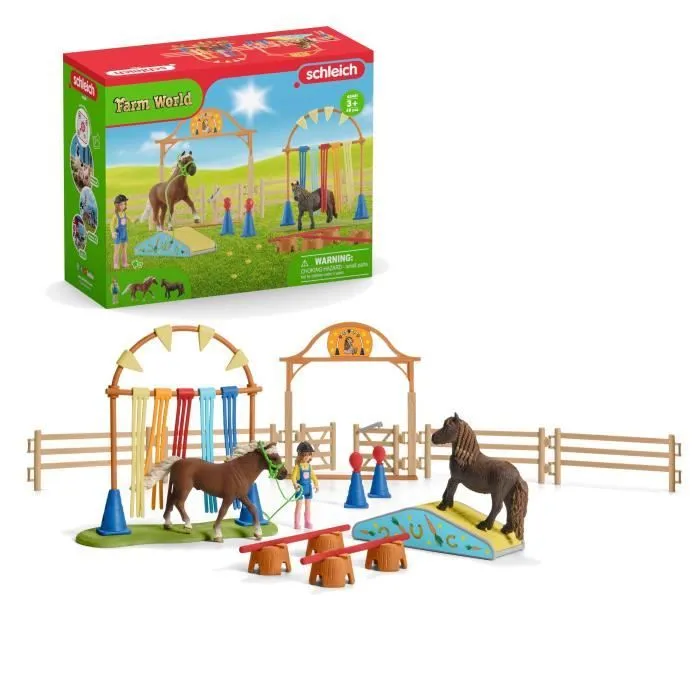 Coffret d'Entraînement Agilité Équestre avec Cheval Schleich, Dresseur et Accessoires - Ensemble Équestre de 41 Pièces - Cadeau-0