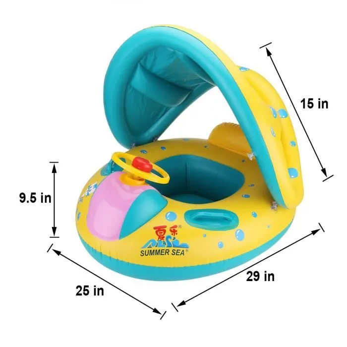 Parasol Baignoire Bouée bébé Gonflable Siège Bouée Parasol Voiture Bateau Nager Pisine Swim-3