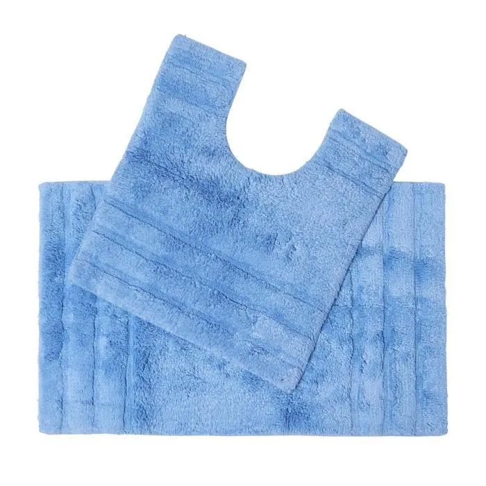 Tapis de bain - HOMESCAPES - SPA Ultra doux - Bleu - Absorption extraordinaire - Antidérapant-0