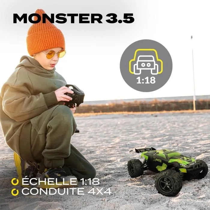 OVERMAX X-Monster 3.5 - RC Voiture télécommandée - 45 km/h - Échelle 1:18 - 40 min - Portée 100 m - Entraînement 4 x 4-1