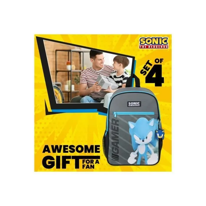 Ensemble de Sac À Dos - SONIC THE HEDGEHOG - 4 Pièces - Gris - Enfant Unisexe - Synthétique-2