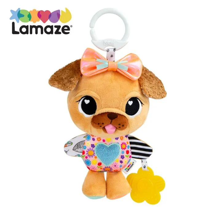 Peluche d'éveil sensoriel - Lamaze - Lovey Le Chien - Couleurs vives - 0 à 6 mois - Attache multifonctionnelle-0
