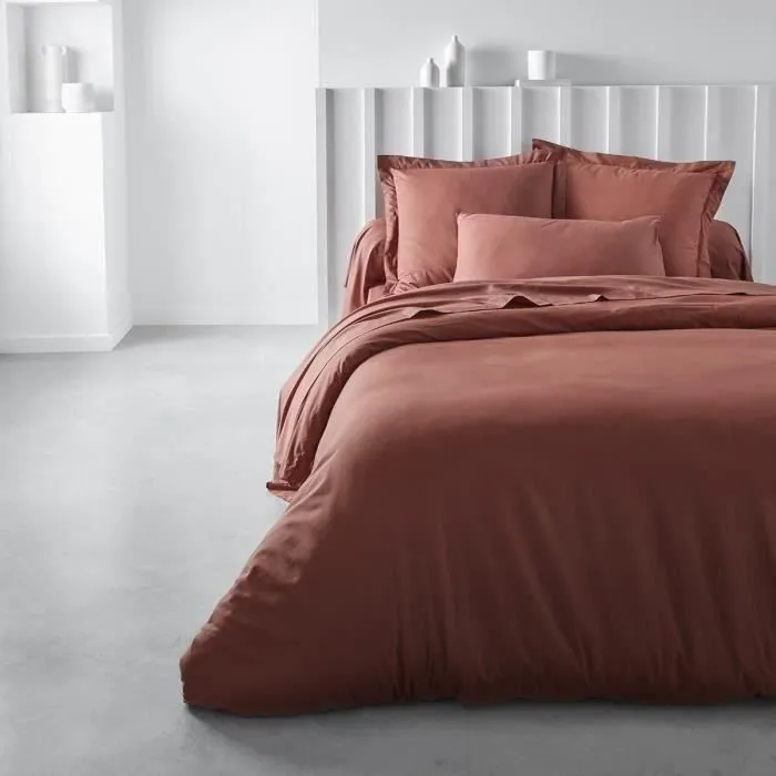 Housse de couette TODAY Essential - 220 x 240 cm - 2 personnes - 100% Coton uni - Terracotta-1