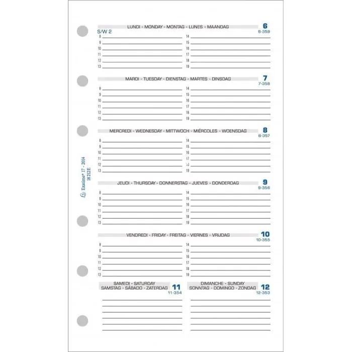 Recharge Semainier - EXACOMPTA - Exatime 17 - 10,5x17,2 cm - 1 semaine par page - Imprim'Vert®-1