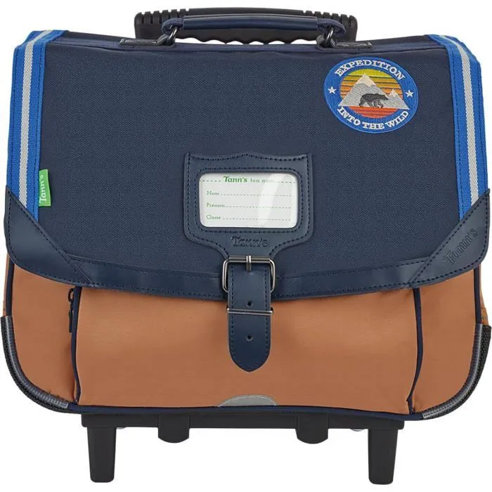 Cartable Tann's - T3CL-TCA41-BL1 - Trolley 38 cm Les Fantaisies Loan Bleu marine/Camel-0