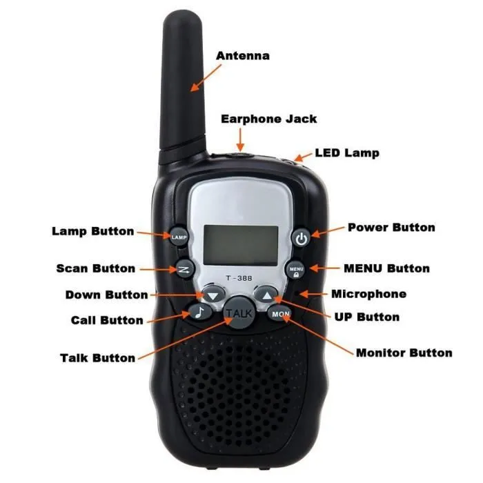 2 Pcs Talkie-Walkie Enfant Jouet PMR Système 2-Way Radio Walky Talky Distance 1 Km avec LED Torche Function (Noir)-3