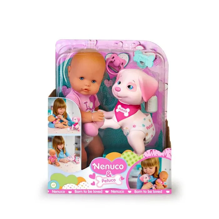 Poupée Bébé - Famosa - Nenuco & Petuco - 35 cm - Inclut accessoires et animal de compagnie - Mixte-0