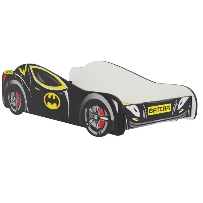 Lit enfant auto pour un garçon "Batcar"+ sommier 140x70 cm-1