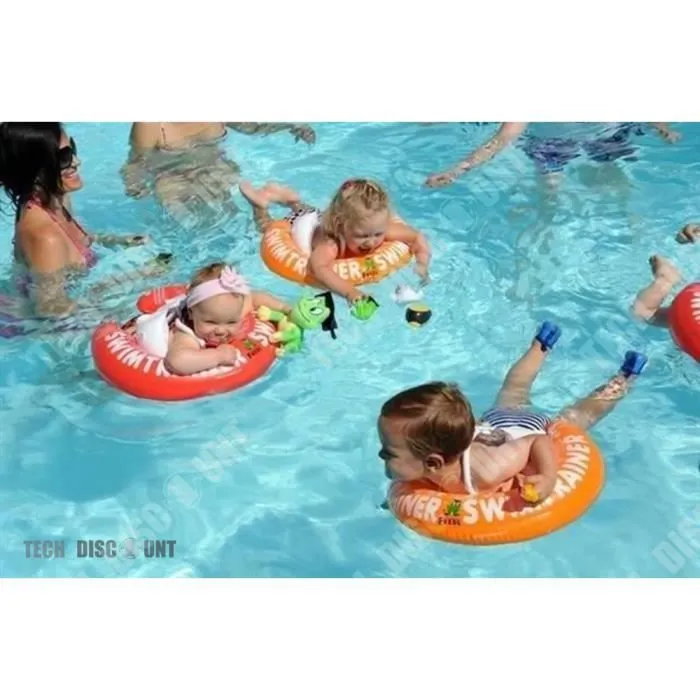 TD® bouee bebe gonflable piscine 3 mois enfant double flotteur securise siege fille garcon assis natation bras anneau bague securite-1