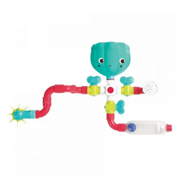 Circuit d'eau à construire LUDI - Jouet de bain pour bébé - 14 pièces à assembler avec moulin et arroseur-2