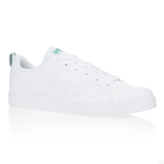 Baskets ADIDAS Vs Advantage Clean - Enfant - Blanc et vert - Cuir lisse - Lacets - Semelle en caoutchouc-0
