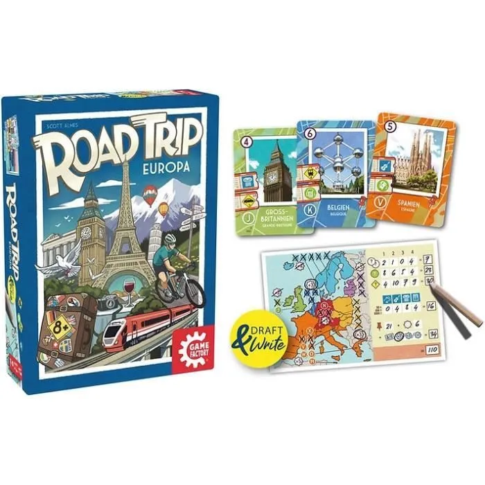 Jeu de cartes Game Factory Road Trip Europe - À partir de 8 ans - Multicolore-1
