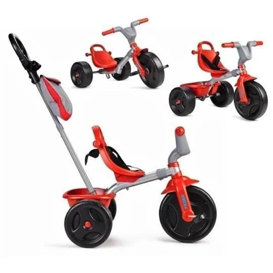 Tricycle évolutif 3 en 1 - FEBER - Rouge - Canne parentale réglable - Mixte - 12 à 36 mois-0