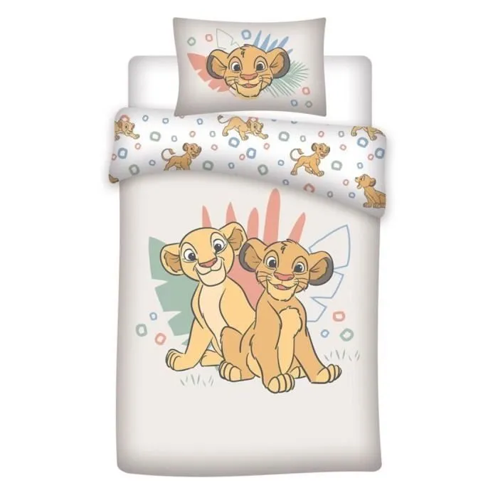 Parure de Lit Bébé Le Roi Lion Disney - Coton Samba - Housse de couette 100x140 cm - Taie d'oreiller 40x60 cm-0