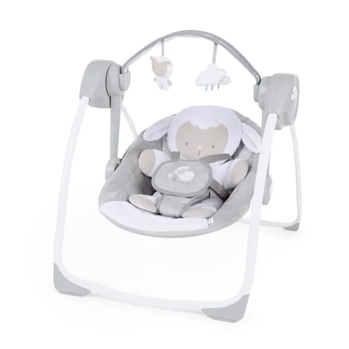 INGENUITY Transat bébé Balancelle électrique pliable - Petit Mouton - Arche et jouets amovible, réglages de minuterie, balancement-0
