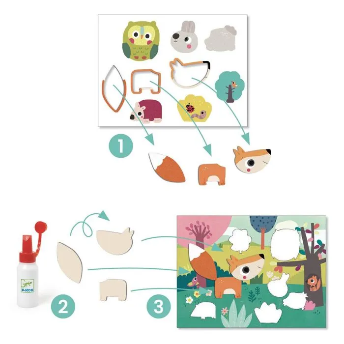 Collage pour les tout-petits - DJECO - DJ09874 - Activité de collage pour enfants - Animaux adorables-2