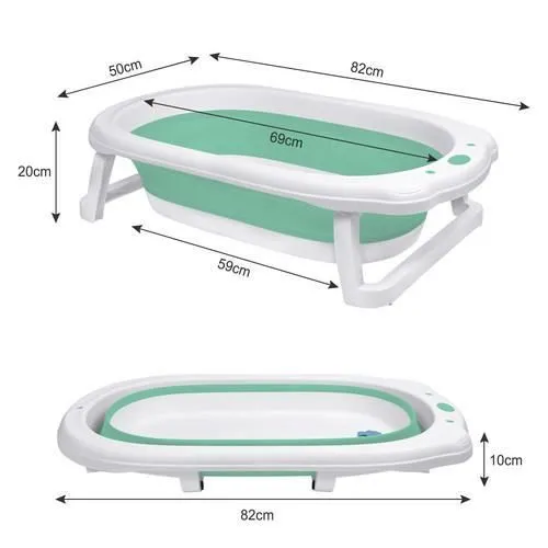 LZQ Baignoire pour bébé - Pliable - Avec filet de drainage - avec tapis de bain- Convient pour les bébés de 0 à 8 ans -Vert-1
