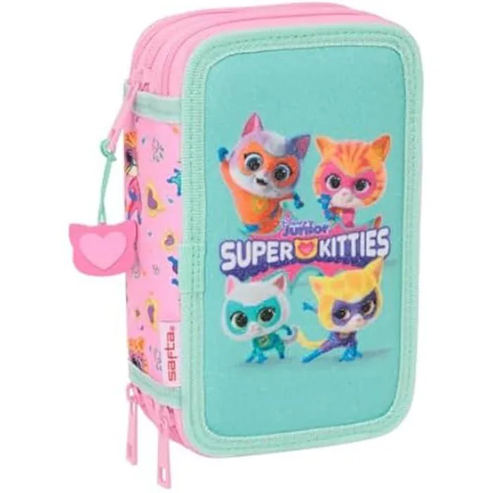 Trousse Scolaire - SAFTA - Superkitties - 37 Outils Inclus - Enfant 5 à 14 Ans - Zippée-0