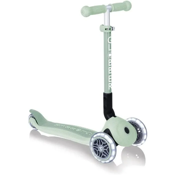 Trottinette 3 roues pliable - GLOBBER - JUNIOR LIGHTS ECOLOGIC - Vert Pistache - Lumineuses - Plastique recyclé - 2 à 6 ans - 50 Kg-0