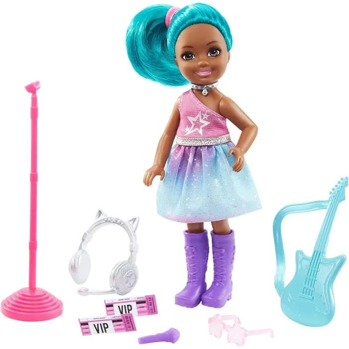 Coffret chanteuse - Barbie - Chelsea Métiers - Mini-poupée brune - Accessoires - Jouet enfant-2