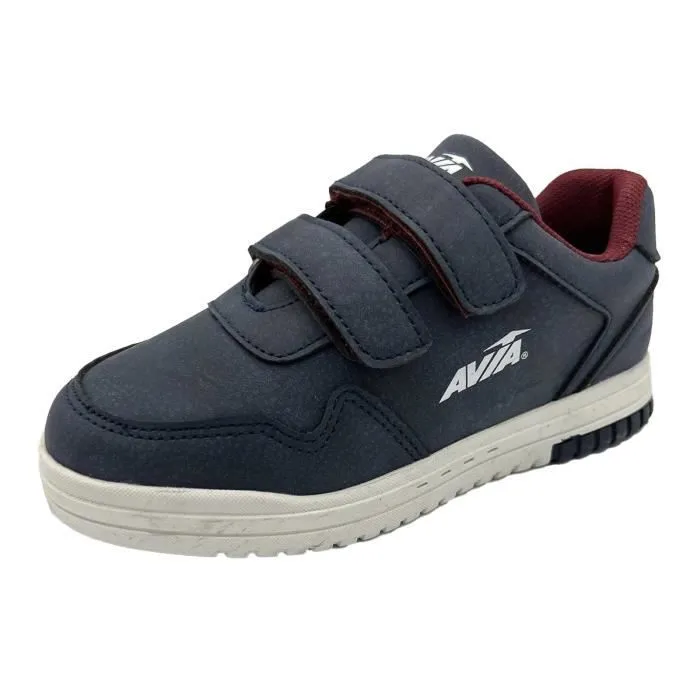 Baskets pour enfants - AVIA - Basiques - Scratch - Blanc/Bleu marine - Synthétique-1