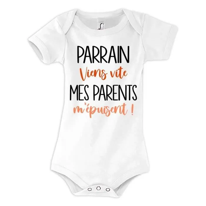 Body bébé - Parrain - Blanc - Mixte-0