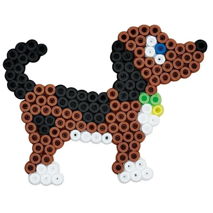HAMA - Sachet 3000 perles à repasser Midi + 4 plaques (perroquet, chien, éléphant, hexagonale) - Loisirs créatifs Dès 5 ans-1
