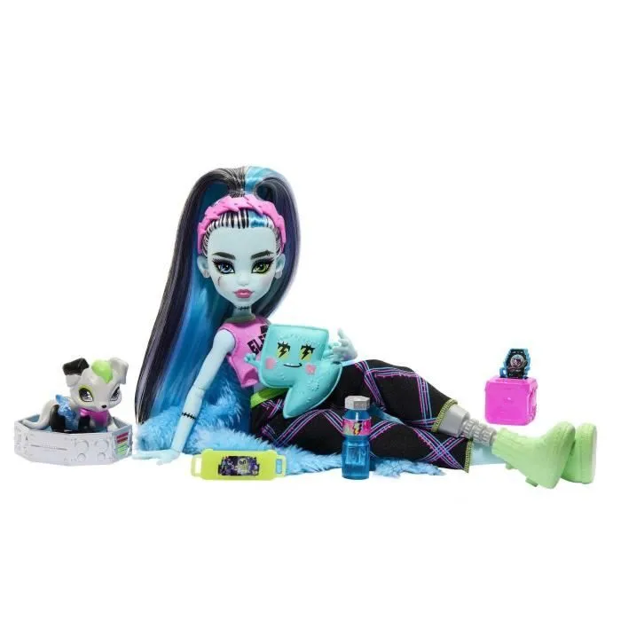 Monster High-Coffret Soirée Pyjama Frankie Stein-poupée et accessoires HKY68-3