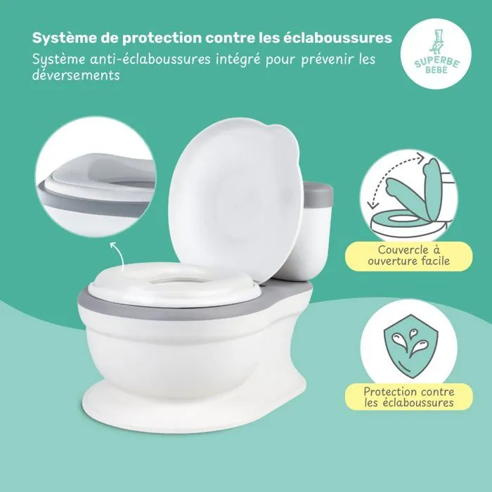 Pot réaliste pour apprentissage de la propreté avec son - Gris | SUEPERBE BEBE-3