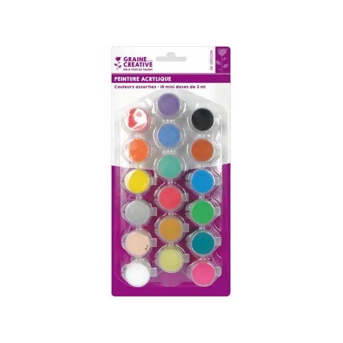 Mini Pots de Peinture - DTM - 18 x 3 ml - Acrylique - Multicolore - Mixte-1