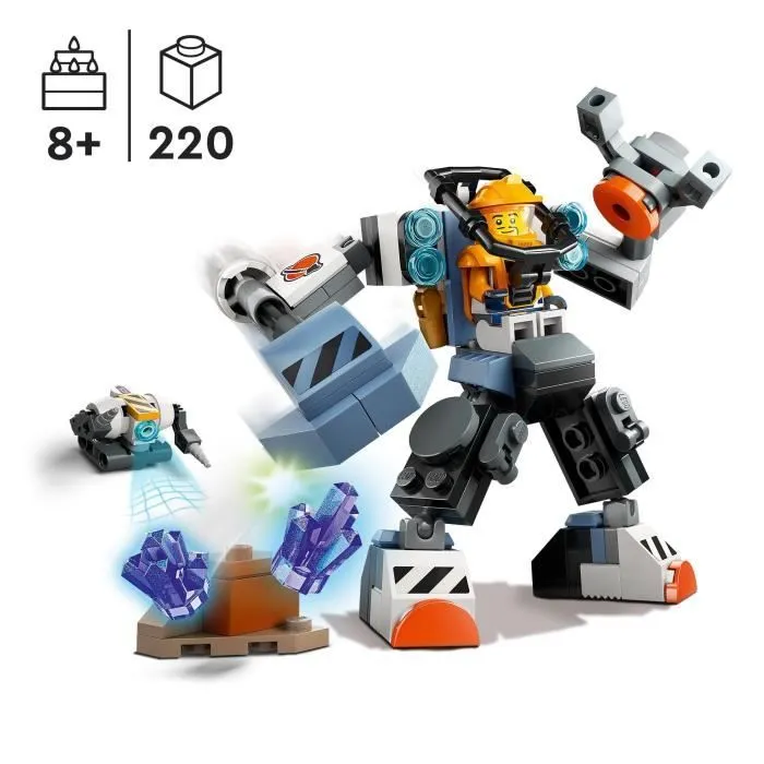 LEGO® 60428 City Le Robot de Chantier de l’Espace, Jouet de Figurine de Robot avec Tenue Spatiale, Cadeau Enfants 6 Ans-1