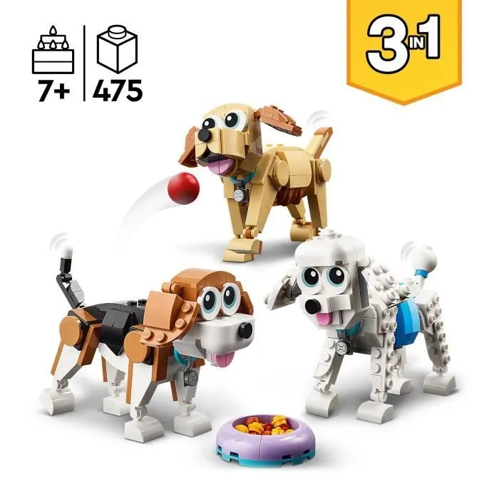 LEGO® Creator 3-en-1 31137 Adorables Chiens, Figurines de Teckel, Carlin, Caniche, Enfants Dès 7 Ans-1