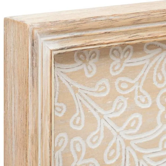 Atmosphera - Déco murale Inspiration orientale en Bois blanchie 60 x 60 cm Beige-2