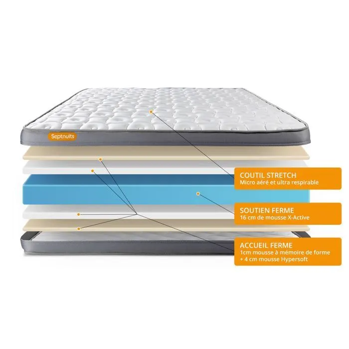 Matelas + sommier 90x200 Memo Plus Mémoire de forme 3 zones-3