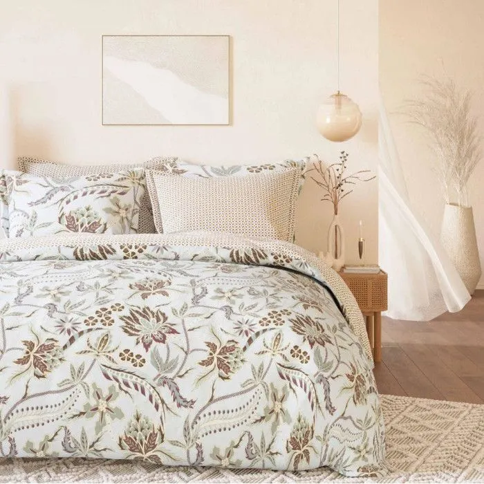 Parure de couette "Imprimé double face" percale de coton peigné 80 fils/cm² pour lit 140 à 160 - Parure Elise-0