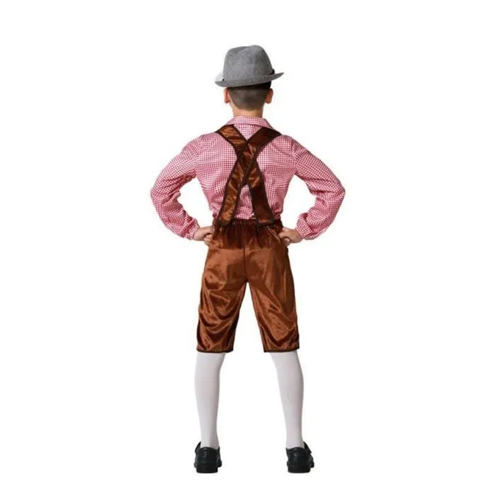 Déguisement allemand à rayures marron - ATOSA - Garçon 5-6 ans - Chemise, bretelles, short - Multicolor-2