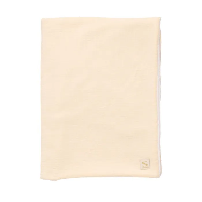 Couverture bébé en gaze de coton et polaire - UNI VANILLA-0