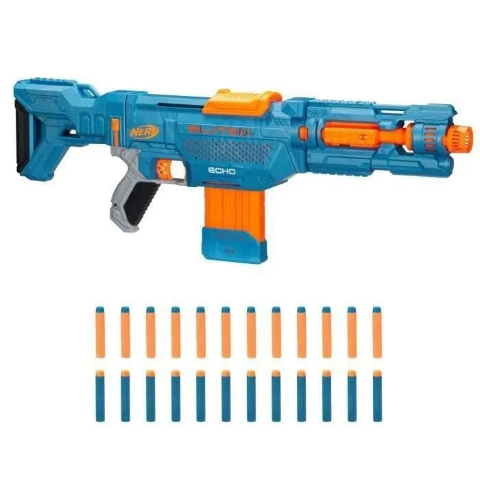 Pistolet Nerf Elite 2.0 Echo CS 10 - NERF - Bleu - Chargeur à clip - 24 fléchettes incluses-0