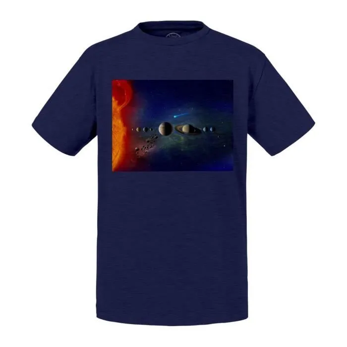 T-shirt Enfant Bleu Representation Du Système Solaire Terre Soleil-0