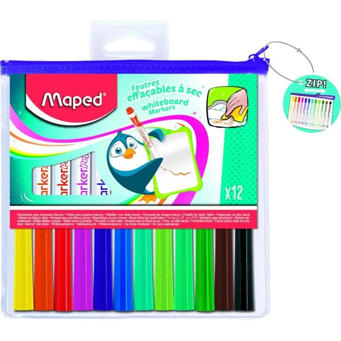 Feutres effaçables à sec MAPED - Pointe ogive moyenne - Trousse zipée incluse-5