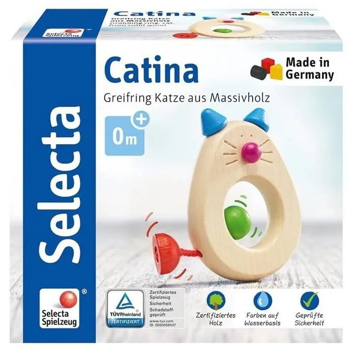 Hochet en bois : Catina, le Chat à Saisir-1